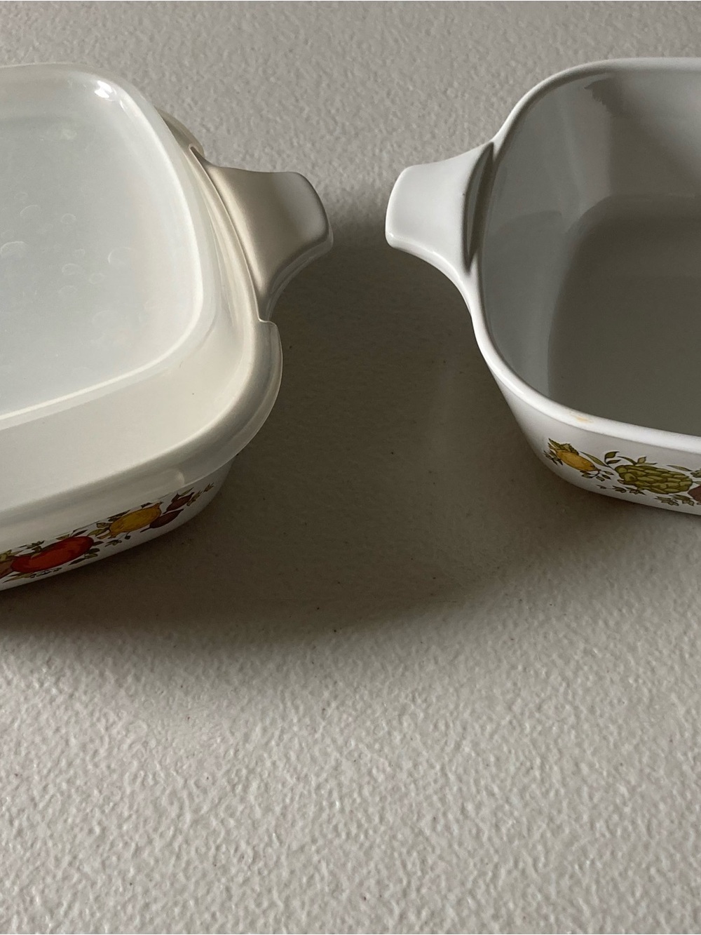 Vintage CorningWare Spice of Life 2 Square Casserole Dish w Lid 1 3/4 cup